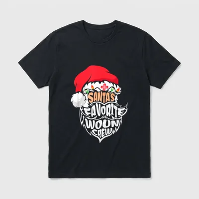 Santa's Favorite Wound Crew Care Nurse T-Shirt – Classic T-Shirt in Black