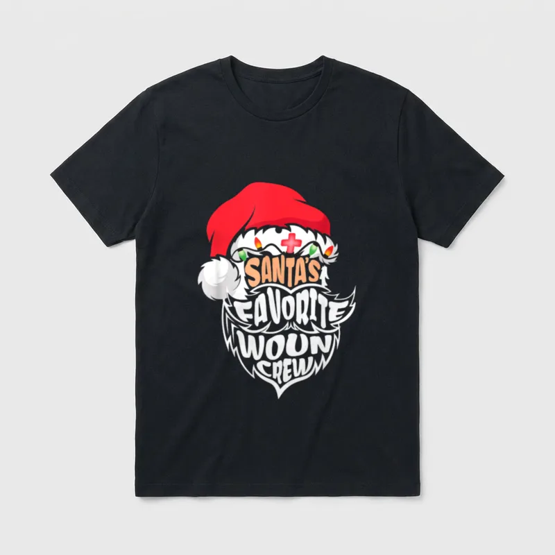 Santa's Favorite Wound Crew Care Nurse T-Shirt – Classic T-Shirt in Black