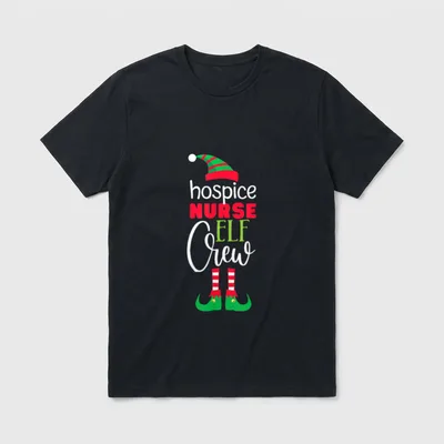 Hospice Nurse Elf Crew Christmas Matching T-Shirt – Classic T-Shirt in Black