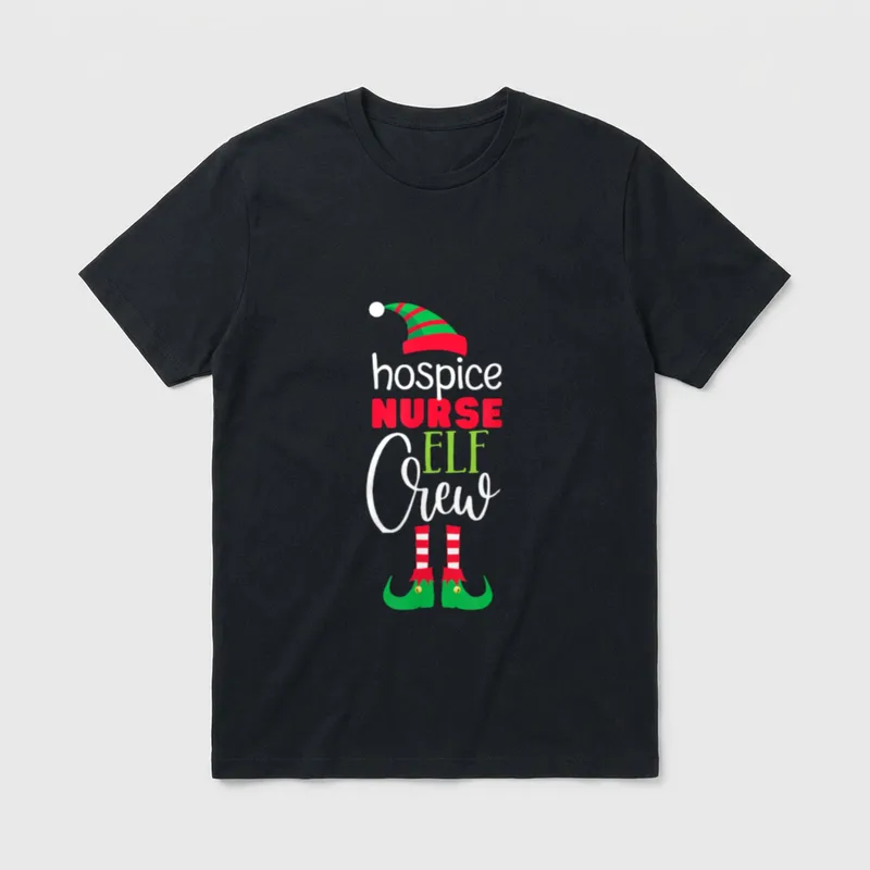 Hospice Nurse Elf Crew Christmas Matching T-Shirt – Classic T-Shirt in Black