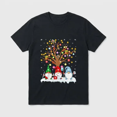 Christmas Element Tree with Gnome Nurse T-Shirt – Classic T-Shirt in Black