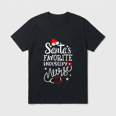 Santa's Favorite Endoscopy Nurse Merry Christmas T-Shirt – Classic T-Shirt in Black