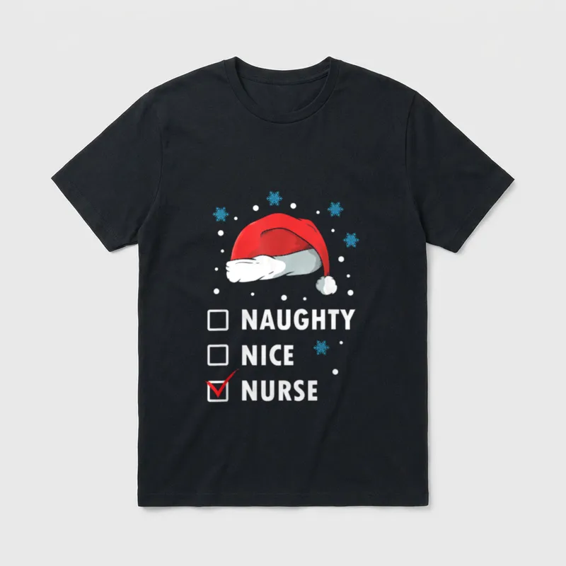 Naughty Nice Nurse Christmas Funny Nurses T-Shirt – Classic T-Shirt in Black