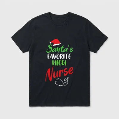 Santa's Favorite NICU Nurse Christmas Nursing T-Shirt – Classic T-Shirt in Black