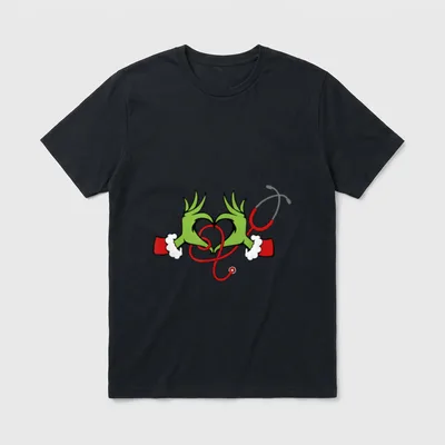 Stethoscope Nurse Merry Christmas Xmas Santa T-Shirt – Classic T-Shirt in Black