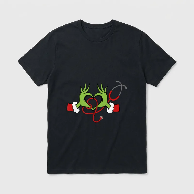 Stethoscope Nurse Merry Christmas Xmas Santa T-Shirt – Classic T-Shirt in Black