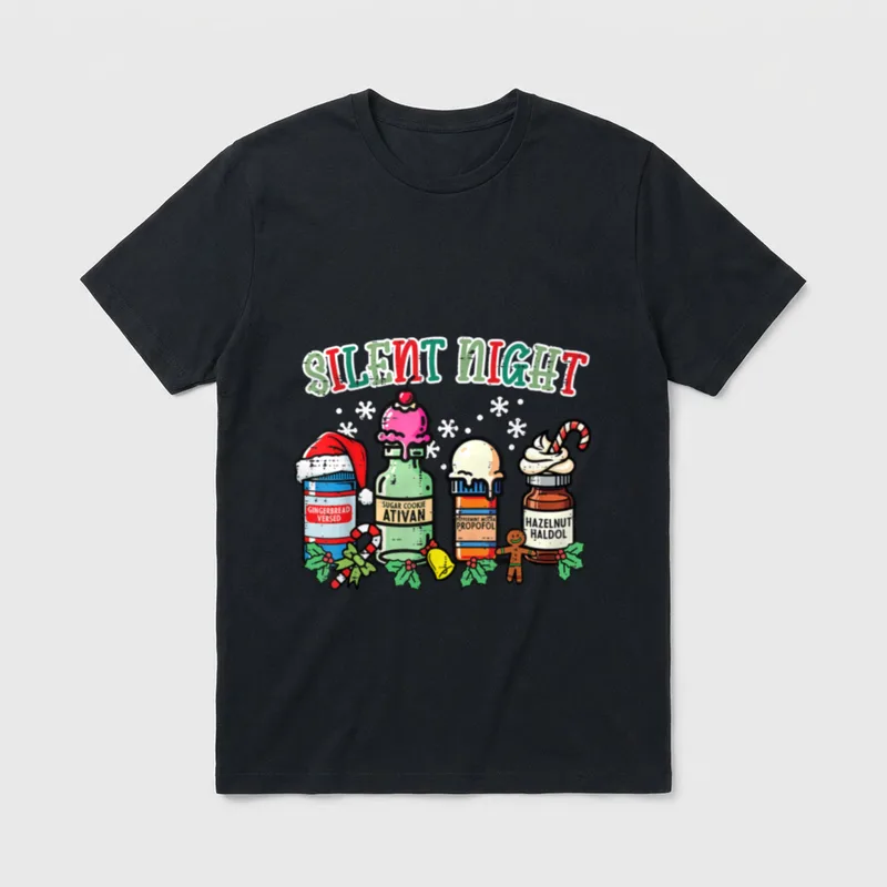 Christmas Nurse Silent Night Propofol Xmas T-Shirt – Classic T-Shirt in Black