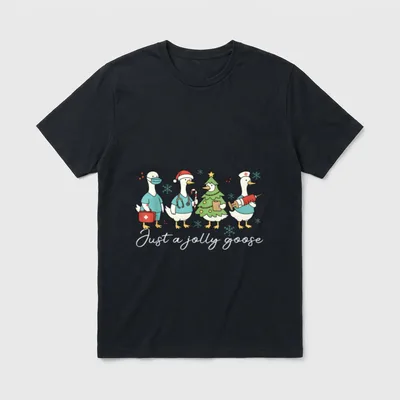 Jolly Goose Christmas Silly Nurse Holiday T-Shirt – Classic T-Shirt in Black