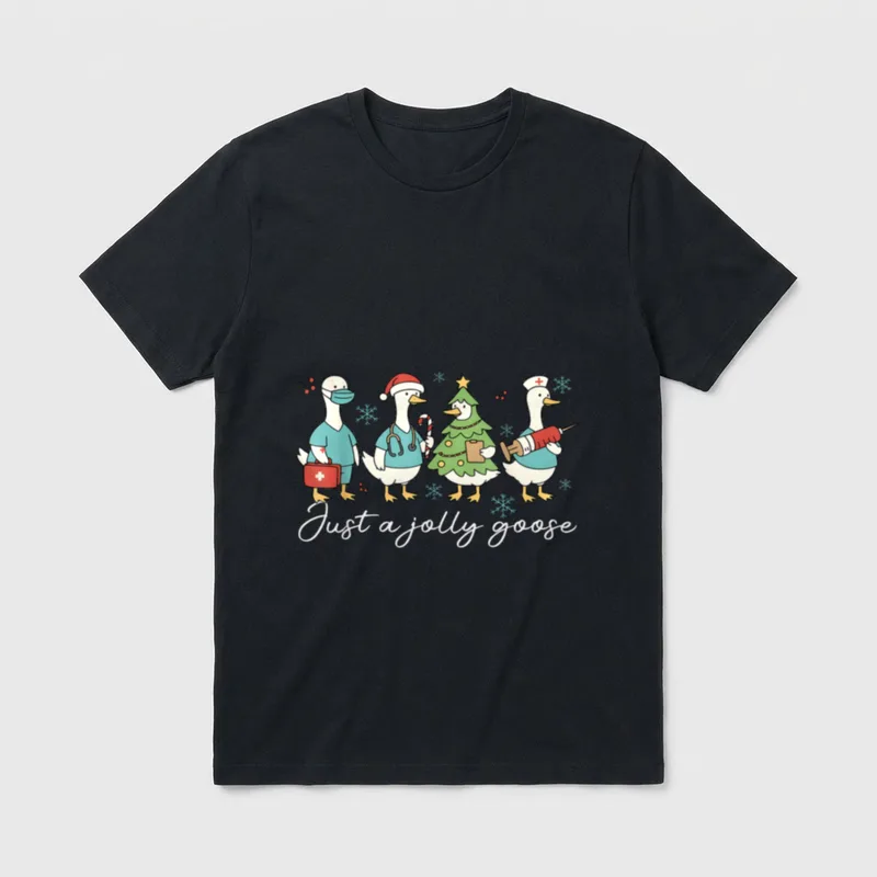 Jolly Goose Christmas Silly Nurse Holiday T-Shirt – Classic T-Shirt in Black