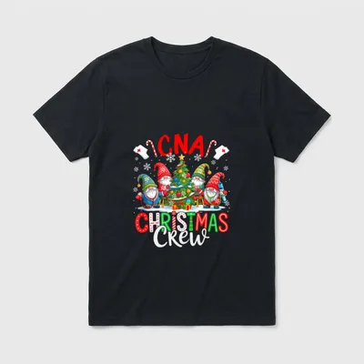 CNA Christmas Crew Group Gnomes Nurses T-Shirt – Classic T-Shirt in Black
