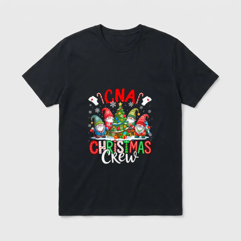 CNA Christmas Crew Group Gnomes Nurses T-Shirt – Classic T-Shirt in Black