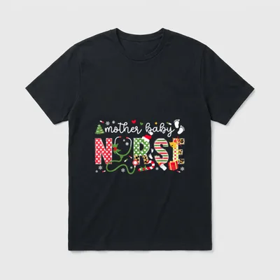 Mother Baby Nurse Christmas Nursing Xmas T-Shirt – Classic T-Shirt in Black