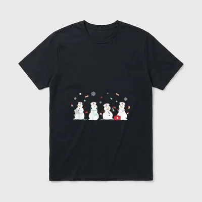 Snowman Nurse Christmas Healthcare Holiday NICU T-Shirt – Classic T-Shirt in Black