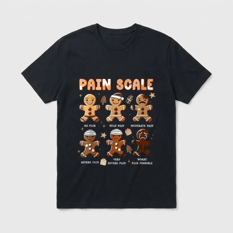 Funny Christmas Nurse Xmas Pain Scale T-Shirt – Classic T-Shirt in Black