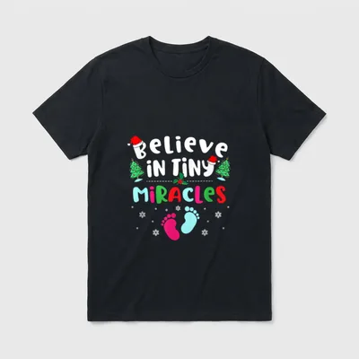 Tiny Miracles Christmas NICU Nurse Xmas T-Shirt – Classic T-Shirt in Black