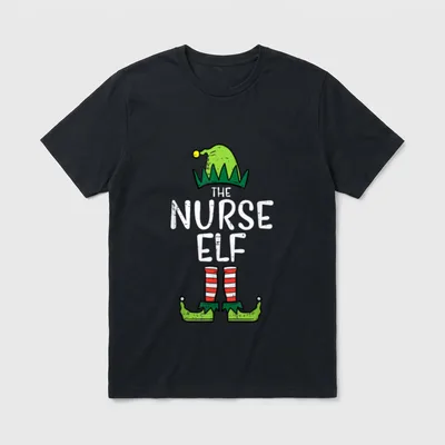 Nurse Elf Xmas Matching Christmas T-Shirt – Classic T-Shirt in Black