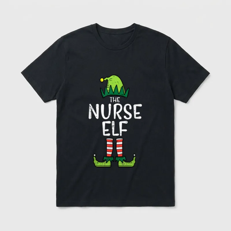 Nurse Elf Xmas Matching Christmas T-Shirt – Classic T-Shirt in Black
