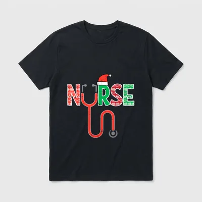 Christmas Nurse Stethoscope Xmas Nursing T-Shirt – Classic T-Shirt in Black