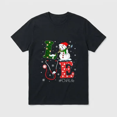 Love CNA Nurse Life Nursing Christmas T-Shirt – Classic T-Shirt in Black