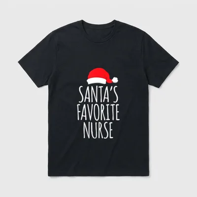 Santa's Favorite Nurse Christmas Nursing Costume T-Shirt – Classic T-Shirt in Black