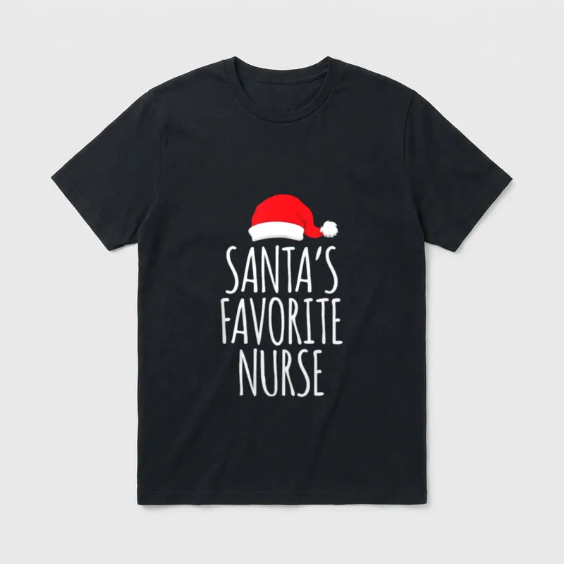 Santa's Favorite Nurse Christmas Nursing Costume T-Shirt – Classic T-Shirt in Black