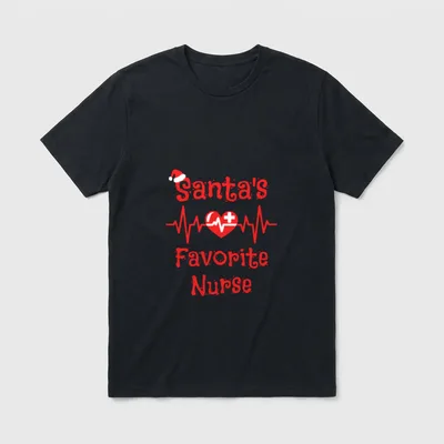 Santa's Favorite Nurse Christmas Lightweight T-Shirt – Classic T-Shirt in Black