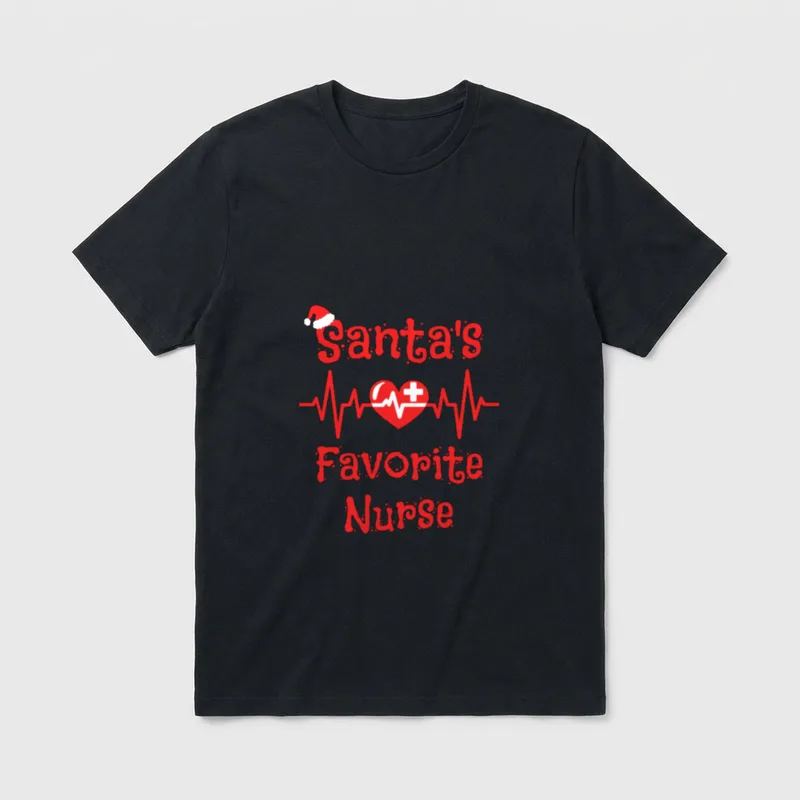 Santa's Favorite Nurse Christmas Lightweight T-Shirt – Classic T-Shirt in Black