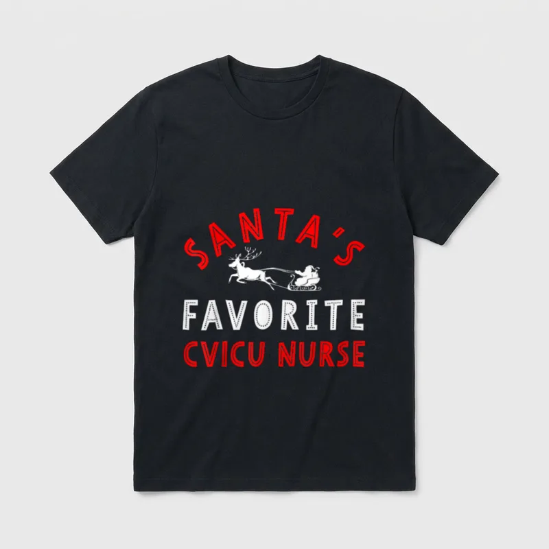 Santa's Favorite Cvicu Nurse Fun Christmas T-Shirt – Classic T-Shirt in Black