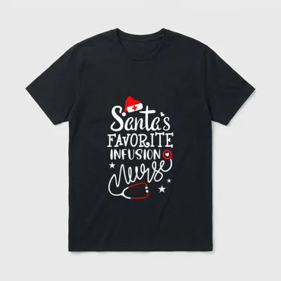 Santa's Favorite Infusion Nurse Merry Christmas T-Shirt – Classic T-Shirt in Black