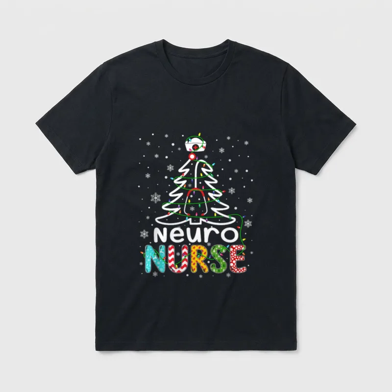 Neuro Nurse Xmas Tree Neuroscience Nursing T-Shirt – Classic T-Shirt in Black