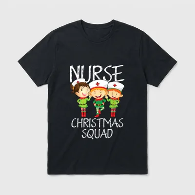 Nurse Squad Christmas Cute Elf X-Mas T-Shirt – Classic T-Shirt in Black