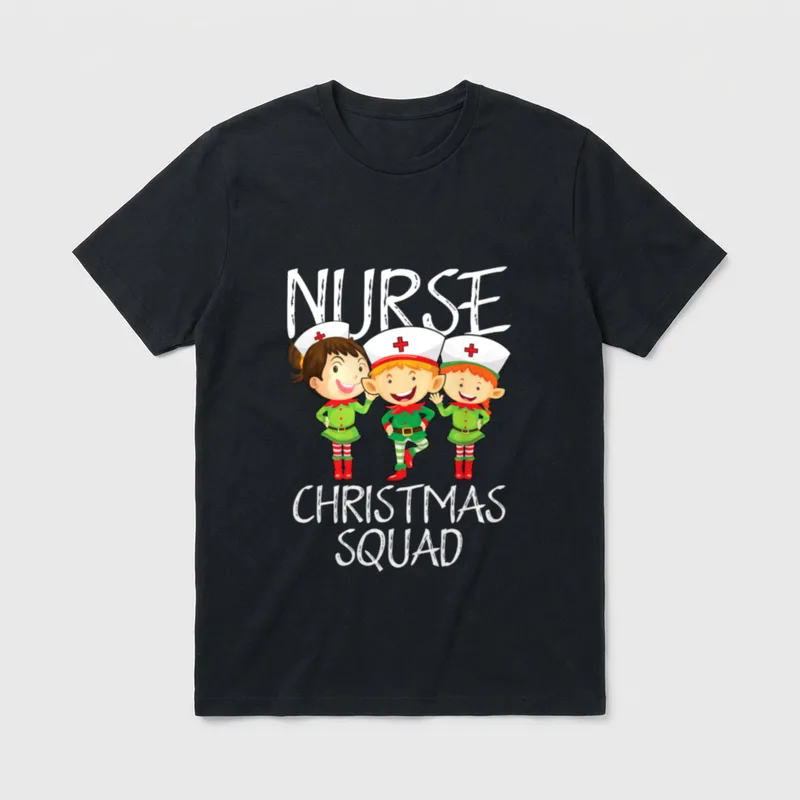 Nurse Squad Christmas Cute Elf X-Mas T-Shirt – Classic T-Shirt in Black