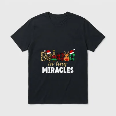 Tiny Miracles Christmas NICU Nurse Believe T-Shirt – Classic T-Shirt in Black