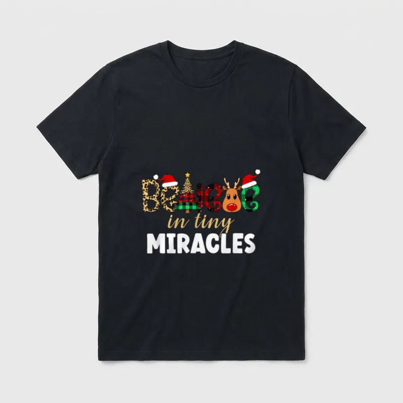 Tiny Miracles Christmas NICU Nurse Believe T-Shirt – Classic T-Shirt in Black