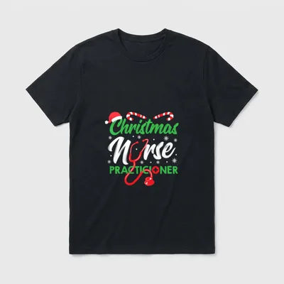 Christmas Nurse Practitioner Merry Holiday T-Shirt – Classic T-Shirt in Black