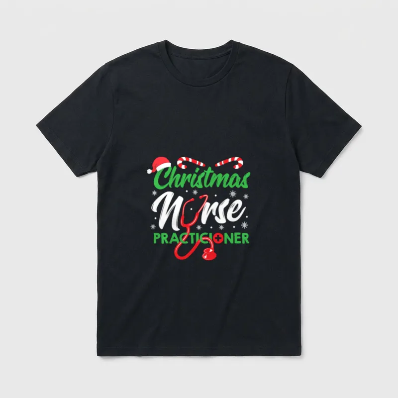 Christmas Nurse Practitioner Merry Holiday T-Shirt – Classic T-Shirt in Black