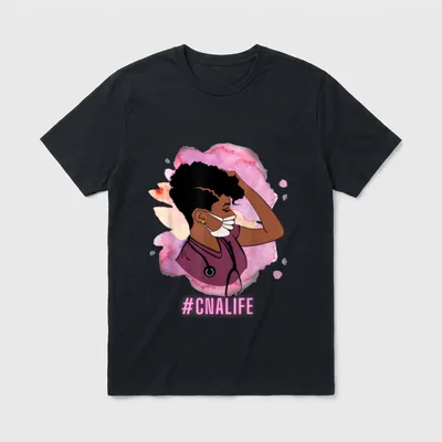Certified Nurse Shirt – Printed hashtag CNALIFE in pink lettering – Classic T-Shirt in Black