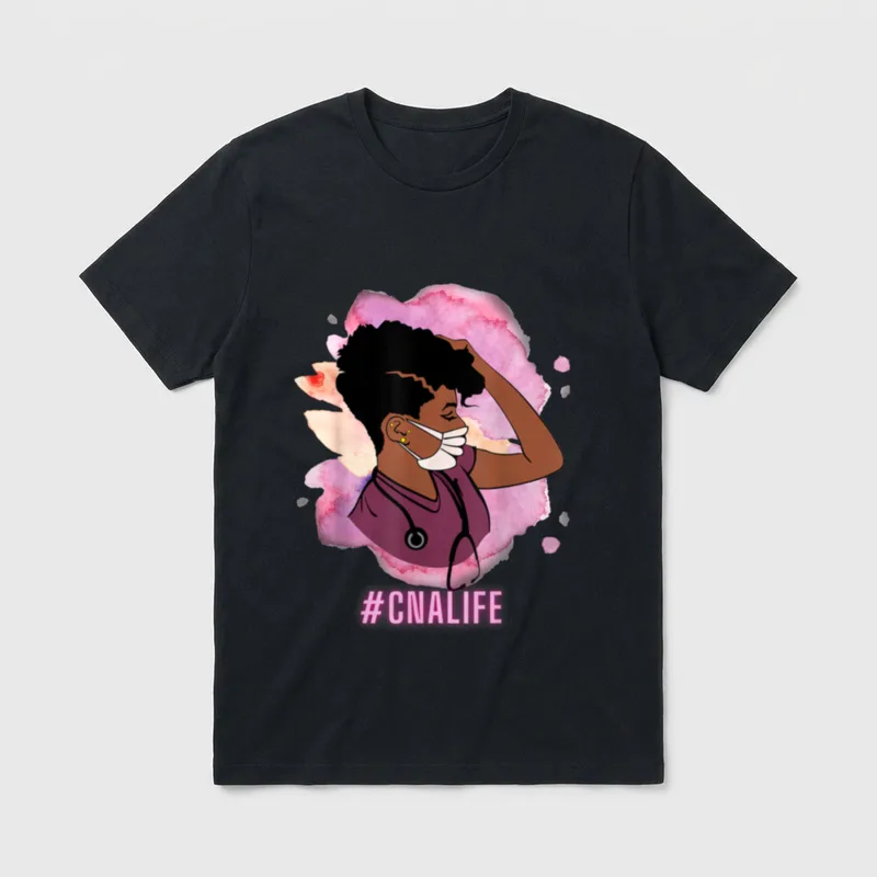 Certified Nurse Shirt – Printed hashtag CNALIFE in pink lettering – Classic T-Shirt in Black