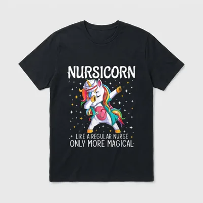 Dabbing Unicorn Nursicorn Funny Nurse CNA T-Shirt – Classic T-Shirt in Black