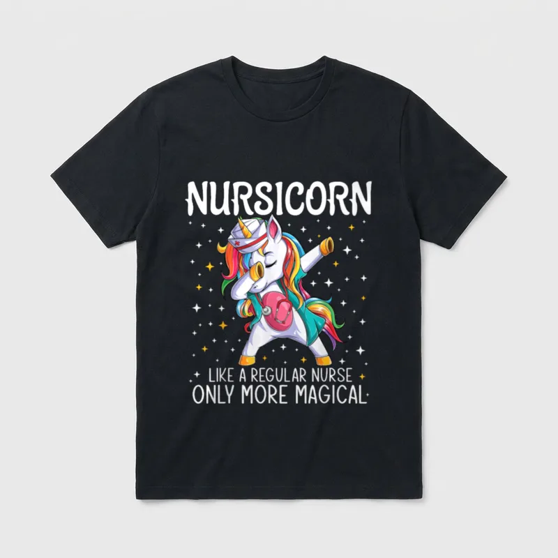 Dabbing Unicorn Nursicorn Funny Nurse CNA T-Shirt – Classic T-Shirt in Black