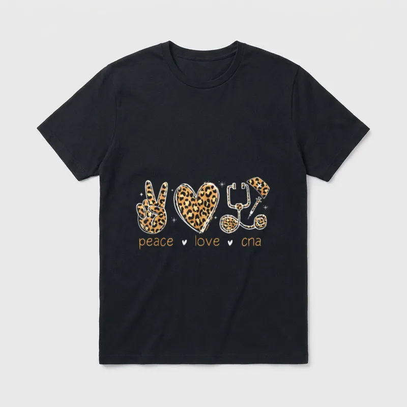 Peace Love CNA Nurse Life Nurses T-Shirt – Classic T-Shirt in Black