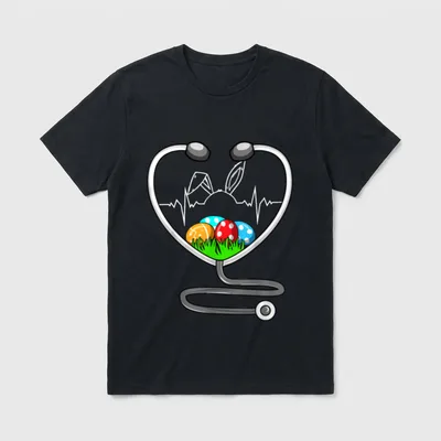 Stethoscope Nurse Doctor Easter Cute RN T-Shirt – Classic T-Shirt in Black