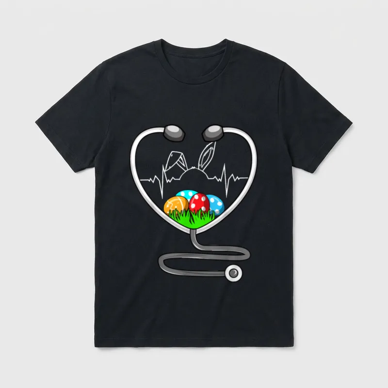 Stethoscope Nurse Doctor Easter Cute RN T-Shirt – Classic T-Shirt in Black