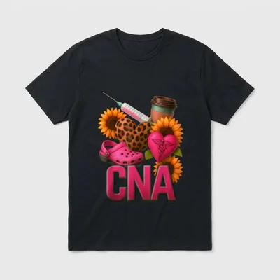 CNA Certified Nursing Assistant Sunflower Nurse T-Shirt – Classic T-Shirt in Black