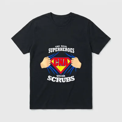 The Real Superheroes Wear Scrubs CNA T-Shirt – Classic T-Shirt in Black