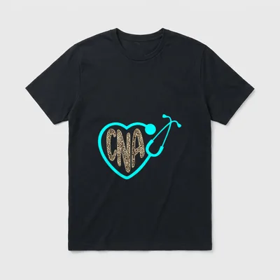 Nurse Life RN LPN CNA Worker T-Shirt – CNA lettering framed by a stethoscope heart – Classic T-Shirt in Black