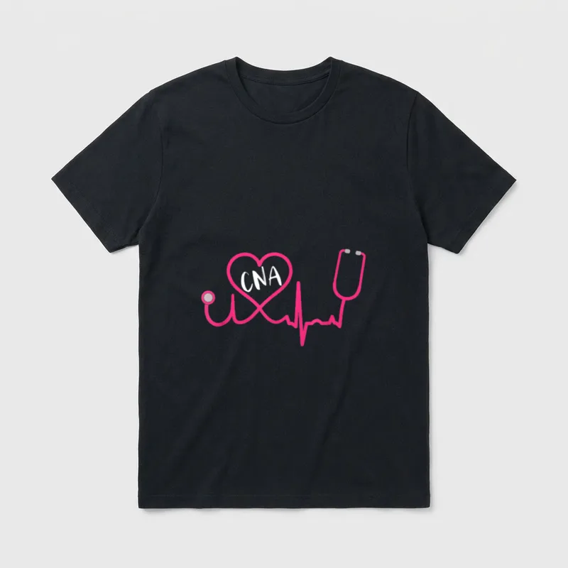 CNA Nursing Assistant EKG Stethoscope Heart T-Shirt – Classic T-Shirt in Black
