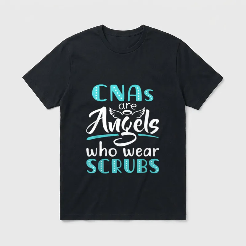 CNA PCA Certified Nursing Assistant Angels T-Shirt – Classic T-Shirt in Black