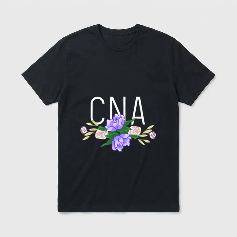 CNA Floral Bar Certified Nursing Assistant T-Shirt – Classic T-Shirt in Black