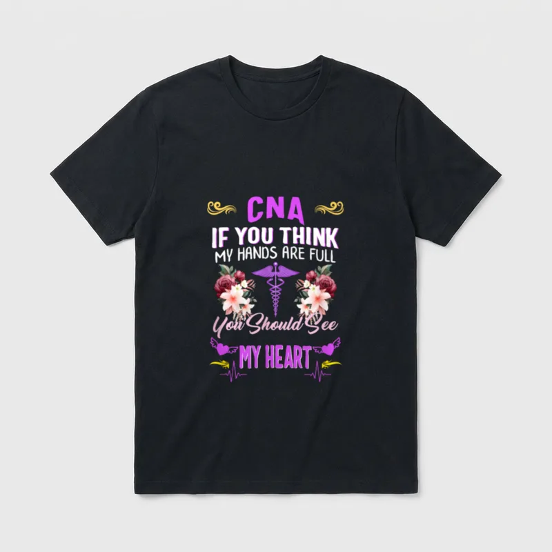 CNA Nurse Heart Nurses Week Certified T-Shirt – Classic T-Shirt in Black